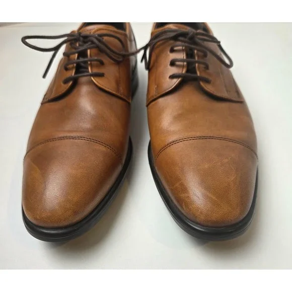 ECCO Mens Citytray Cap Toe Lace Up Shoe Amber Brown Leather Size 41 EU 7-7.5 US - Picture 6 of 13